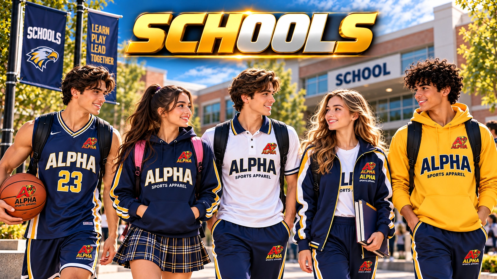Custom school uniforms and sports apparel for students by Alpha Sports Apparel